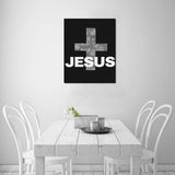 Jesus Wall Art grey cross Canvas Print 16" x 20"