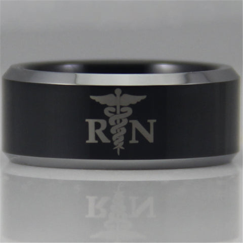 Registered Nurse Design New Black Tungsten Ring